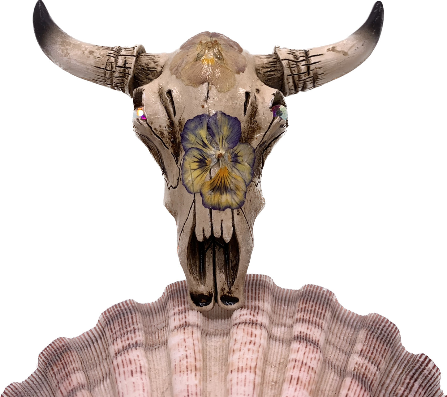 Pansy Cow Skull - Size Small