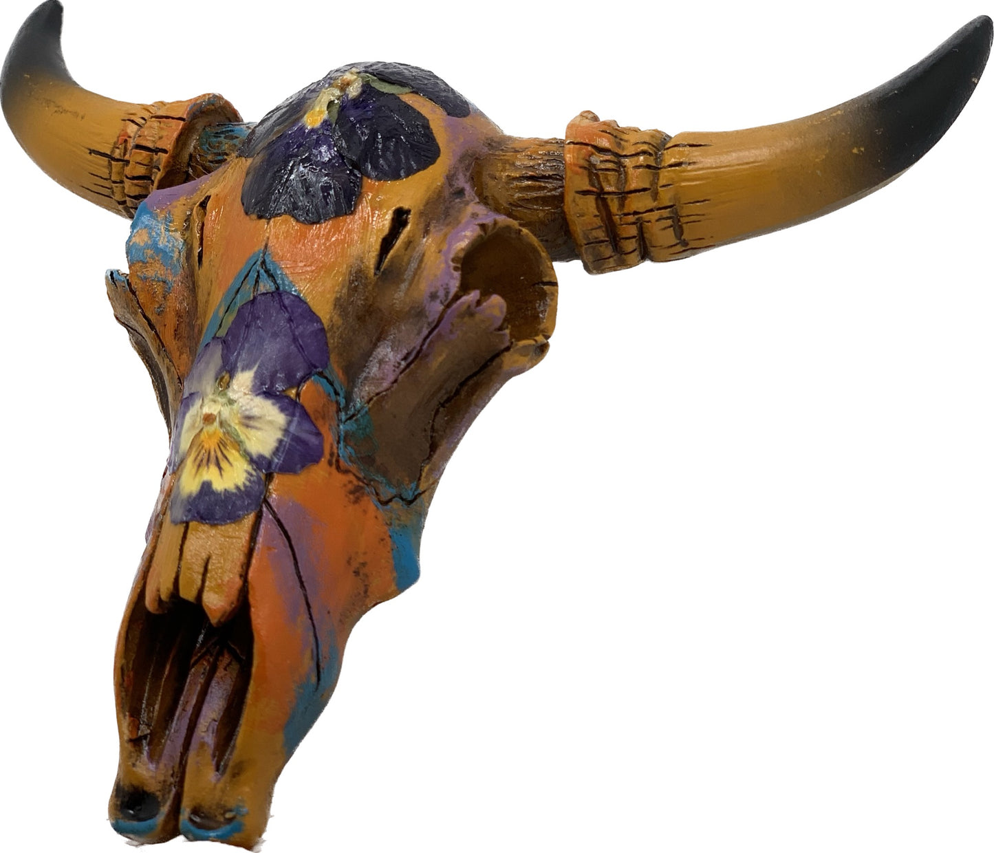 Pansy Cow Skull - Size Small